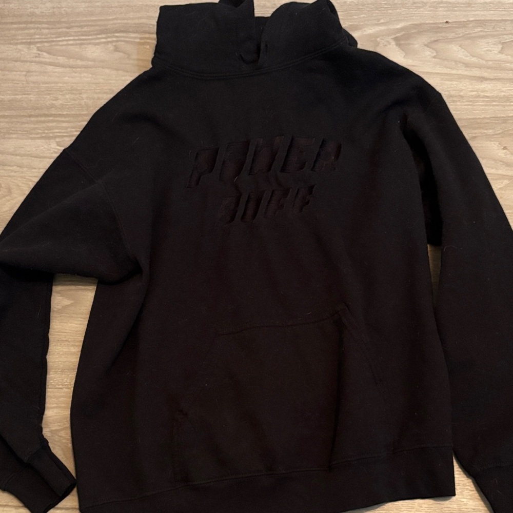 Black Hoodie with Embossed POWER PUFF